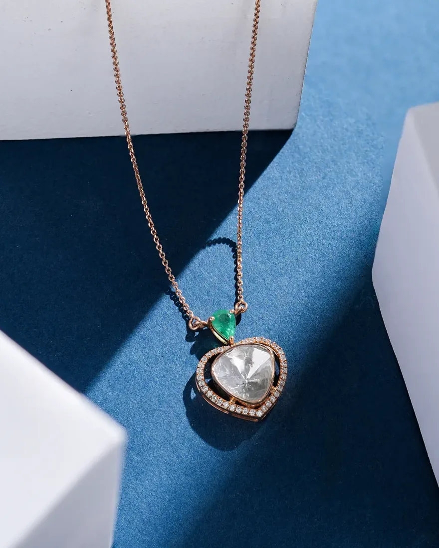Hue Emerald Polki Pendant