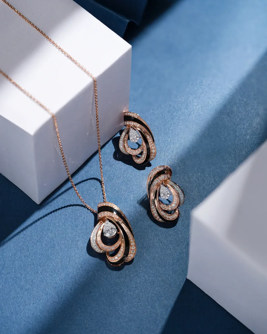 Bloom Lotus Pendant & Earrings